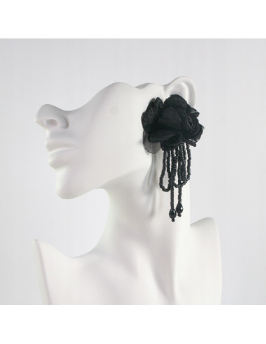 Kolczyki MAXI KWIATY BOHO Z MATERIAŁU XXL Lolita Accessories KWIATUSZKI
