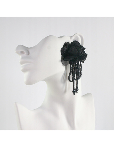 Kolczyki MAXI KWIATY BOHO Z MATERIAŁU XXL Lolita Accessories KWIATUSZKI