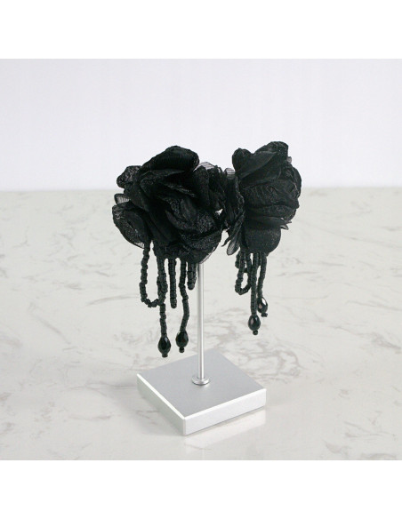 Kolczyki MAXI KWIATY BOHO Z MATERIAŁU XXL Lolita Accessories KWIATUSZKI