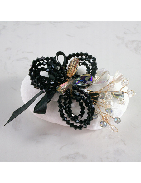 KWIAT z KRYSZTAŁAMI KAMIENIE PRZYPINKA OZDOBA GLAMOUR LOLITA AKCESORIA