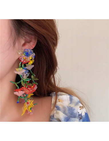 Kolczyki MAXI XXL ZJAWISKOWE KWIATY BOHO Lolita...