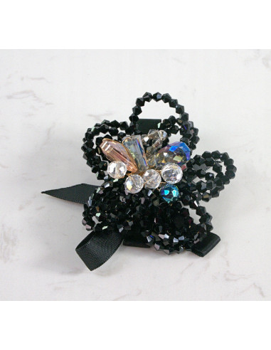 KWIAT z KRYSZTAŁAMI KAMIENIE PRZYPINKA OZDOBA...