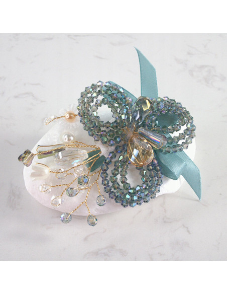 KWIAT z KRYSZTAŁAMI KAMIENIE PRZYPINKA OZDOBA GLAMOUR LOLITA AKCESORIA