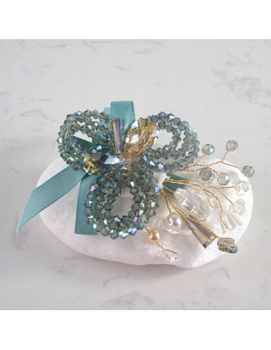 KWIAT z KRYSZTAŁAMI KAMIENIE PRZYPINKA OZDOBA...