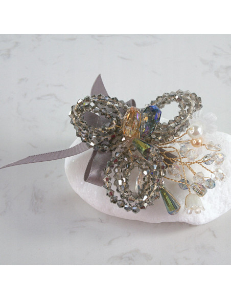 KWIAT Z KRYSZTAŁKAMI KAMIENIE PRZYPINKA OZDOBA GLAMOUR LOLITA AKCESORIA