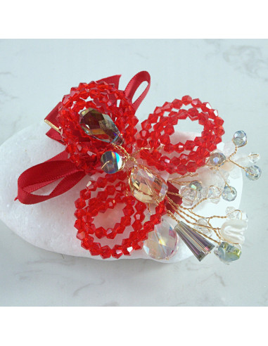 KWIAT Z KRYSZTAŁKAMI KAMIENIE PRZYPINKA OZDOBA...