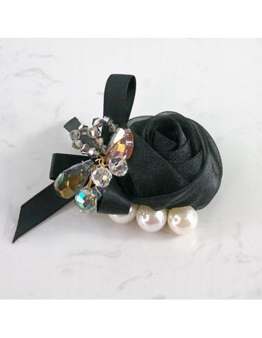 KWIAT RÓŻA z PERŁAMI PRZYPINKA OZDOBA GLAMOUR...