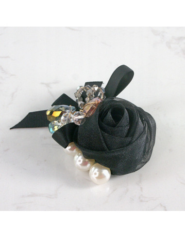 KWIAT RÓŻA z PERŁAMI PRZYPINKA OZDOBA GLAMOUR...