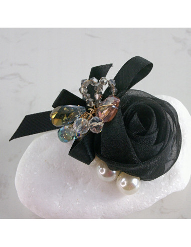 KWIAT RÓŻA z PERŁAMI PRZYPINKA OZDOBA GLAMOUR...