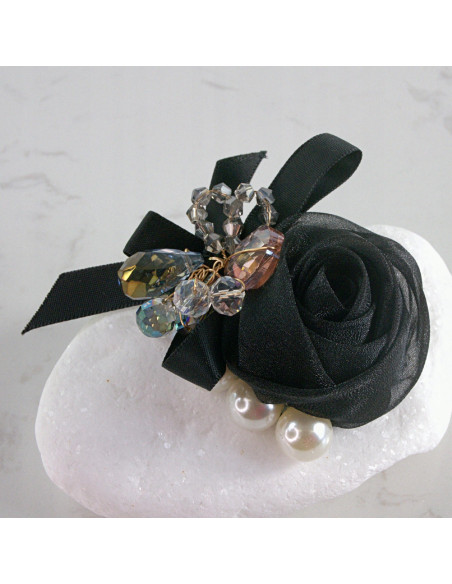 KWIAT RÓŻA z PERŁAMI PRZYPINKA OZDOBA GLAMOUR LOLITA AKCESORIA