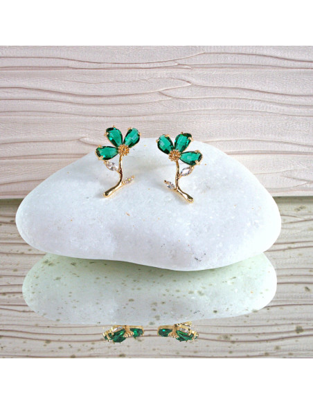 Kolczyki Lolita Accessories KAMIENIE ZIELONE KAMIENIE KWIATKI