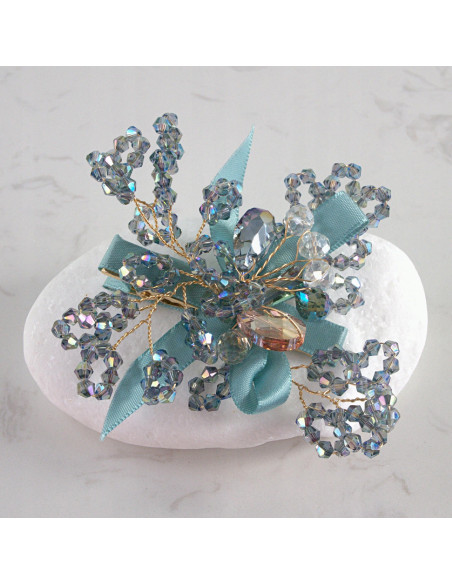 KWIAT z KRYSZTAŁAMI KAMIENIE PRZYPINKA OZDOBA GLAMOUR LOLITA AKCESORIA