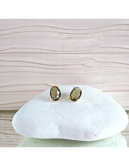 Kolczyki Lolita Accessories BRĄZOWE "BRYLANTY" ELIPSY