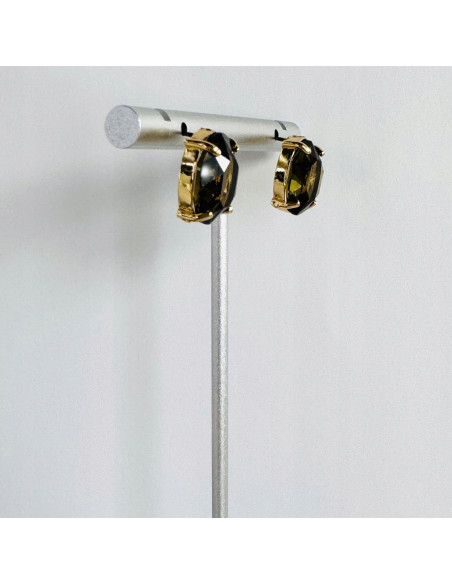 Kolczyki Lolita Accessories BRĄZOWE "BRYLANTY" ELIPSY