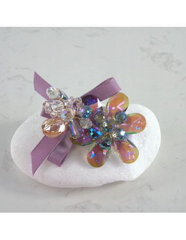 KWIAT z KRYSZTAŁAMI KAMIENIE PRZYPINKA OZDOBA...