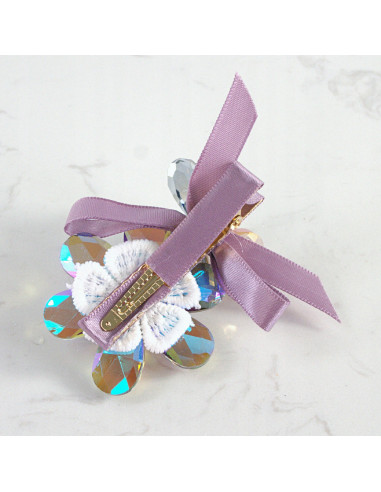 KWIAT z KRYSZTAŁAMI KAMIENIE PRZYPINKA OZDOBA...