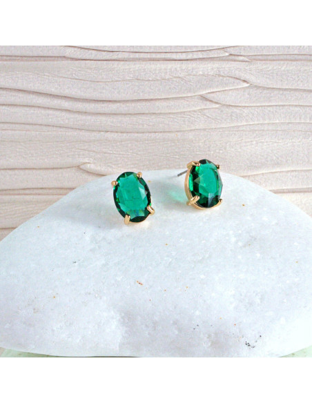 Kolczyki Lolita Accessories ZIELONE "BRYLANTY" ELIPSY