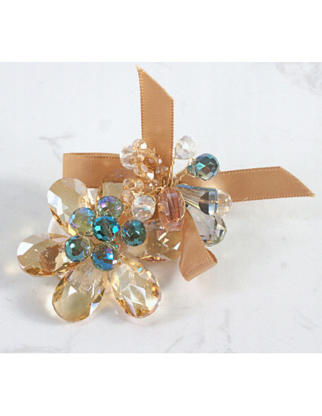 KWIAT z KRYSZTAŁAMI KAMIENIE PRZYPINKA OZDOBA GLAMOUR LOLITA AKCESORIA