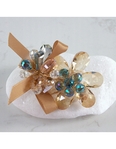 KWIAT z KRYSZTAŁAMI KAMIENIE PRZYPINKA OZDOBA GLAMOUR LOLITA AKCESORIA