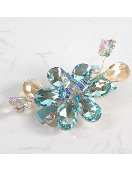 KWIAT z KRYSZTAŁAMI KAMIENIE PRZYPINKA OZDOBA GLAMOUR LOLITA AKCESORIA