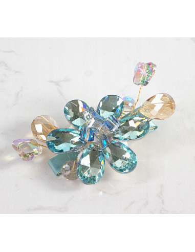 KWIAT z KRYSZTAŁAMI KAMIENIE PRZYPINKA OZDOBA...