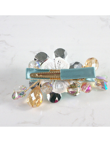 KWIAT z KRYSZTAŁAMI KAMIENIE PRZYPINKA OZDOBA...