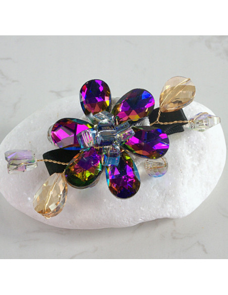 KWIAT z KRYSZTAŁAMI KAMIENIE PRZYPINKA OZDOBA GLAMOUR LOLITA AKCESORIA