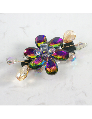 KWIAT z KRYSZTAŁAMI KAMIENIE PRZYPINKA OZDOBA...