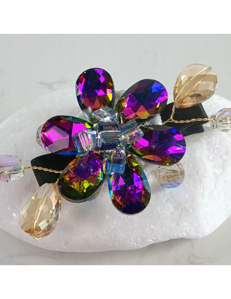 KWIAT z KRYSZTAŁAMI KAMIENIE PRZYPINKA OZDOBA GLAMOUR LOLITA AKCESORIA