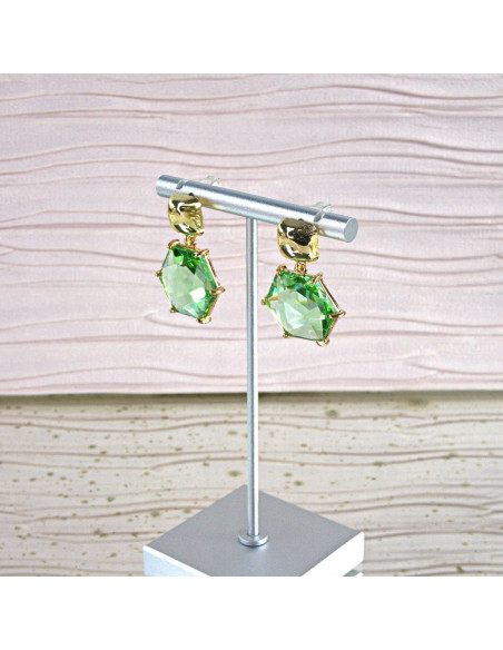 Kolczyki Lolita Accessories srebrny sztyft 925 ZIELONY HEXAGON