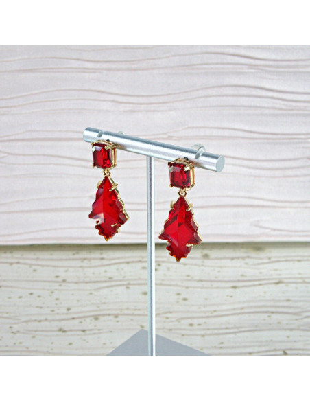 Kolczyki Lolita Accessories srebrny sztyft 925 CZERWONE