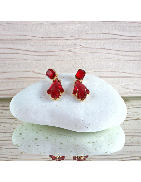 Kolczyki Lolita Accessories srebrny sztyft 925 CZERWONE