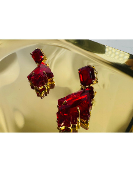 Kolczyki Lolita Accessories srebrny sztyft 925 CZERWONE