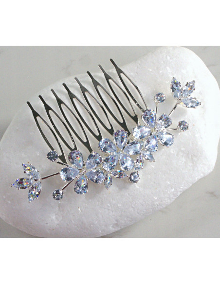 GRZEBIEŃ wsuwany do włosów wtykowy ozdobny KAMIENIE KWIATY Lolita Akcesoria