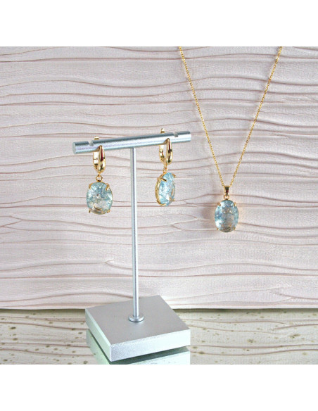 Komplet Naszyjnik z zawieszką STAL CHIRURGICZNA KOLCZYKI "CRACKLE" ELIPSY