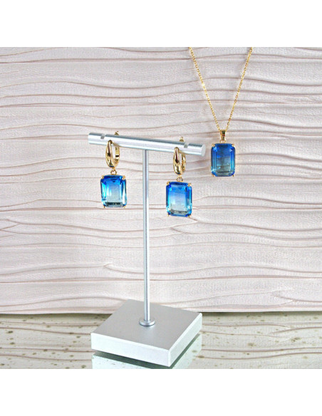 Komplet Naszyjnik z zawieszką STAL CHIRURGICZNA KOLCZYKI "BRYLANTY"