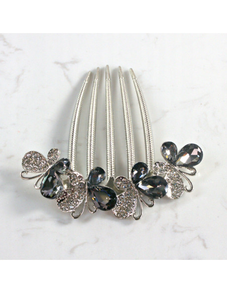 GRZEBIEŃ wsuwany do włosów wtykowy ozdobny Lolita Akcesoria MOTYLE GRFITOWE