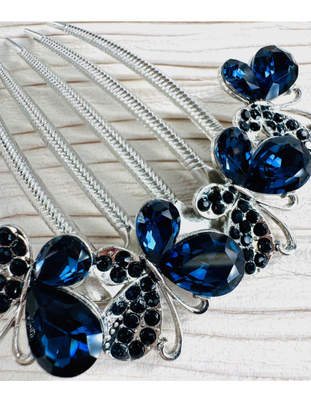 GRZEBIEŃ wsuwany do włosów wtykowy ozdobny Lolita Akcesoria MOTYLE GRANAT