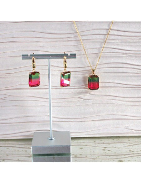 Komplet Naszyjnik z zawieszką STAL CHIRURGICZNA KOLCZYKI "BRYLANTY"