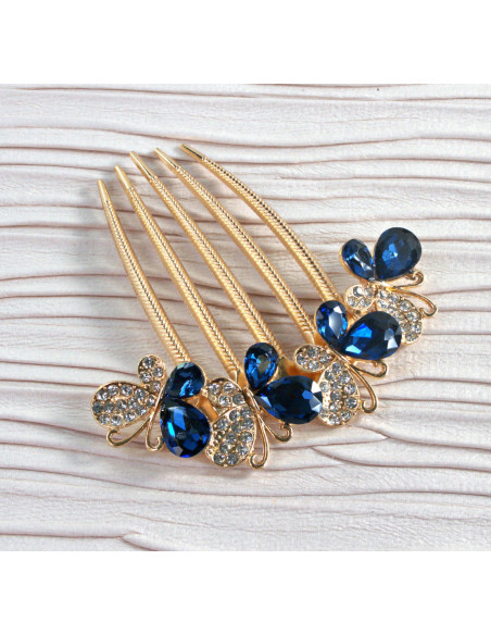 GRZEBIEŃ wsuwany do włosów wtykowy ozdobny Lolita Akcesoria MOTYLKI GRANAT