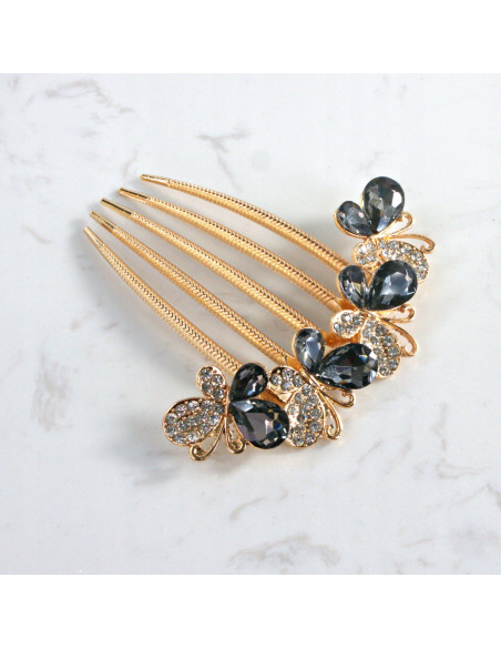 GRZEBIEŃ wsuwany do włosów wtykowy ozdobny Lolita Akcesoria MOTYLKI GRFIT