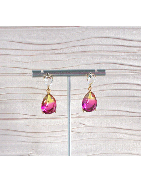 Komplet Naszyjnik z zawieszką STAL CHIRURGICZNA KOLCZYKI CIENIOWANE ŁEZKI