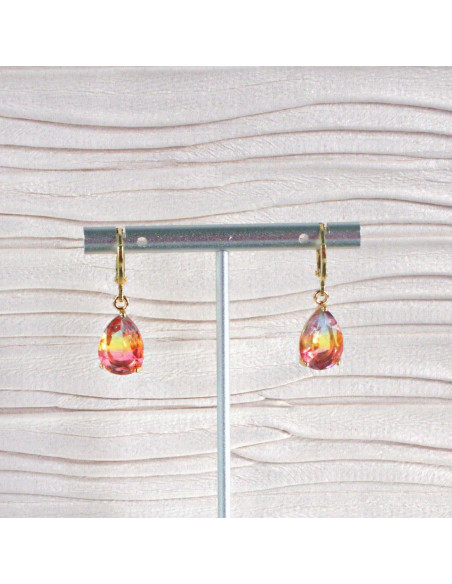 Komplet Naszyjnik z zawieszką STAL CHIRURGICZNA KOLCZYKI KOLOROWE ŁEZKI