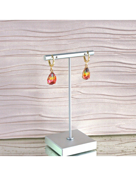 Komplet Naszyjnik z zawieszką STAL CHIRURGICZNA KOLCZYKI KOLOROWE ŁEZKI