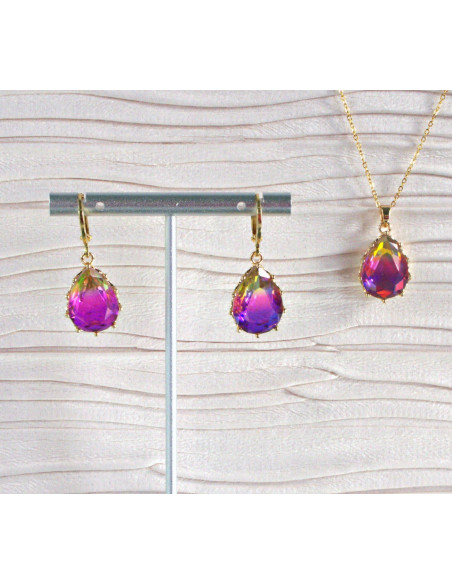 Komplet Naszyjnik z zawieszką STAL CHIRURGICZNA KOLCZYKI LIGHT VOLCANO