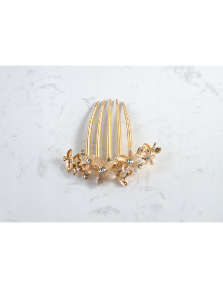 GRZEBIEŃ wsuwany do włosów wtykowy ozdobny Lolita Akcesoria KWIATKI ZŁOTY