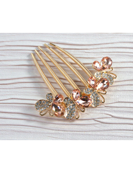 GRZEBIEŃ wsuwany do włosów wtykowy ozdobny Lolita Akcesoria ZŁOTY