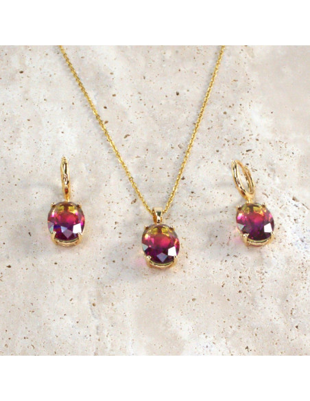 Komplet Naszyjnik z zawieszką STAL CHIRURGICZNA KOLCZYKI CIENIOWANE ELIPSY