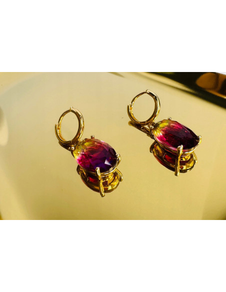 Komplet Naszyjnik z zawieszką STAL CHIRURGICZNA KOLCZYKI CIENIOWANE ELIPSY