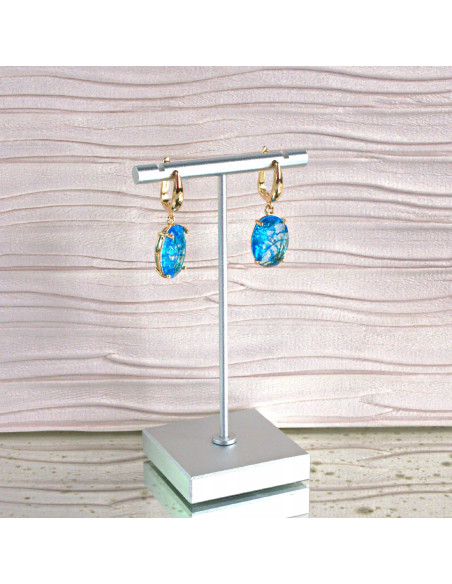 Komplet Naszyjnik z zawieszką STAL CHIRURGICZNA KOLCZYKI "CRACKLE" ELIPSY